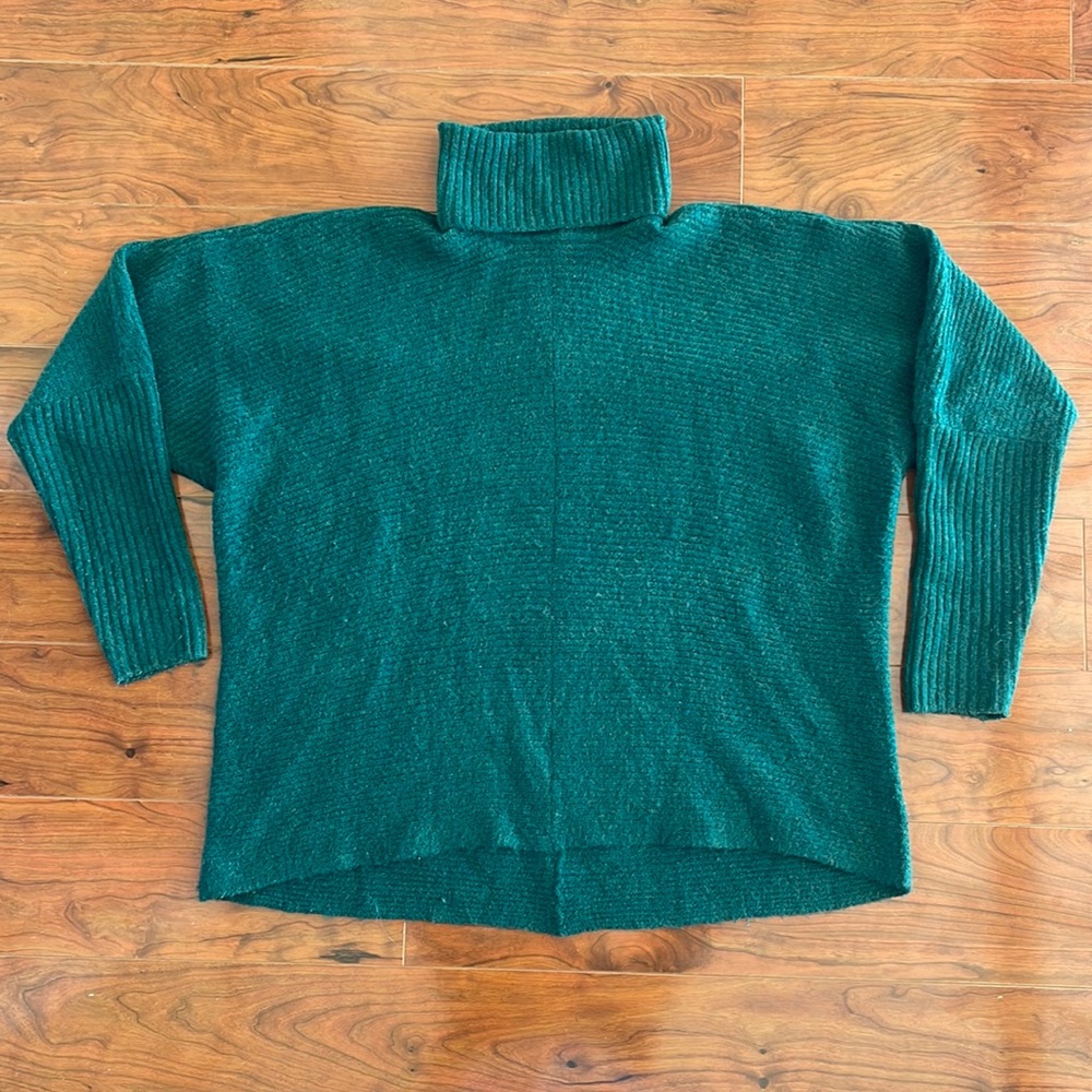 Vince Camuto Green Turtleneck Long Sleeve Knit Sweater